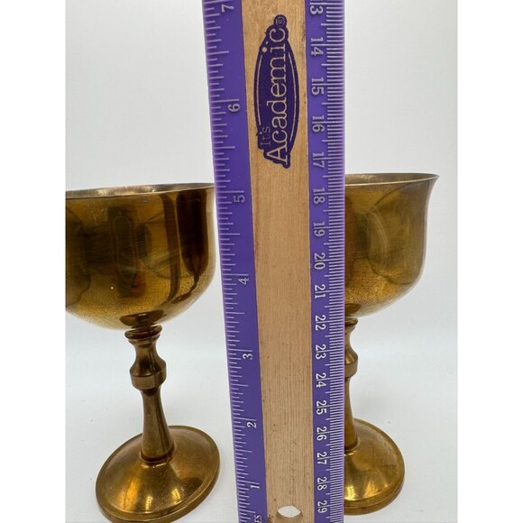 Vintage Mid-Century Modern 2 Brass Goblets Kitchen wine Made in Portugal - Picture 6 of 6